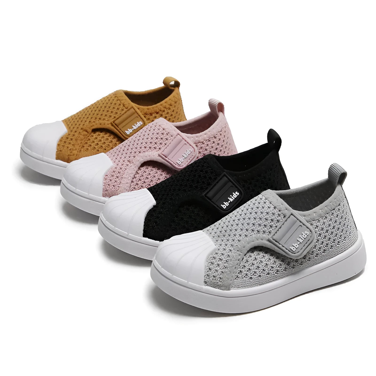 Children's casual sneakers with non-slip PVC sole in yellow, grey, rubber powder, and black colours