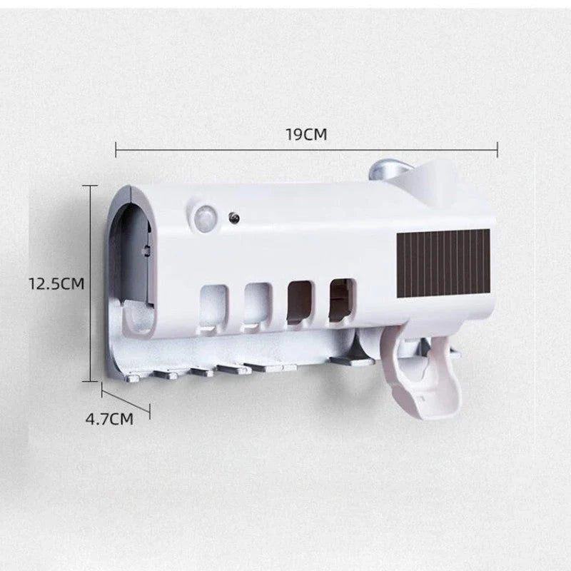 Automatic UV Toothbrush Sanitizer and Hands-Free Toothpaste Dispenser with Sleek, Stylish Design