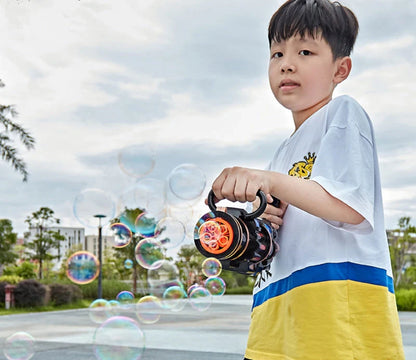 Gatling Bubble Gun Machine for kids with automatic electric bubble blowing and music light functions