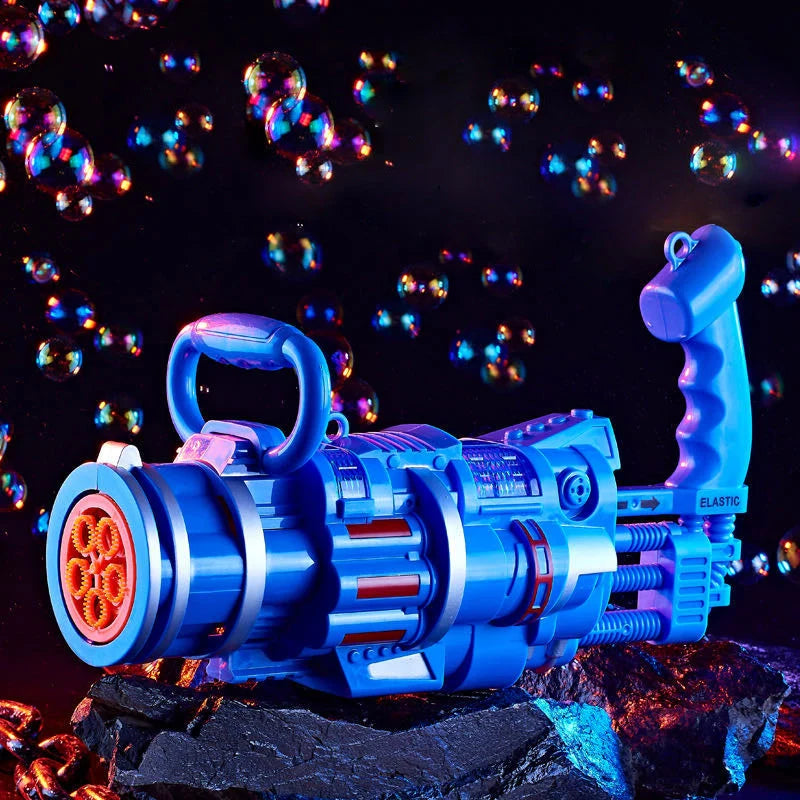 Gatling Bubble Gun Machine for kids with automatic electric bubble blowing and music light functions