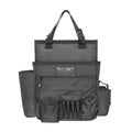 Black 600D Oxford cloth car seat back storage bag with pockets measuring 55x37cm