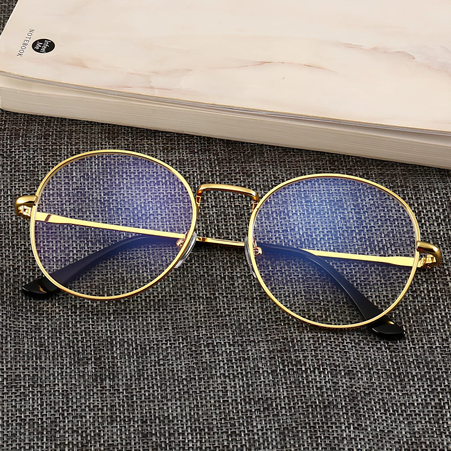 Anti-blue light computer glasses in black frame blocking 40% blue rays, with brown gold silver options for eye protection