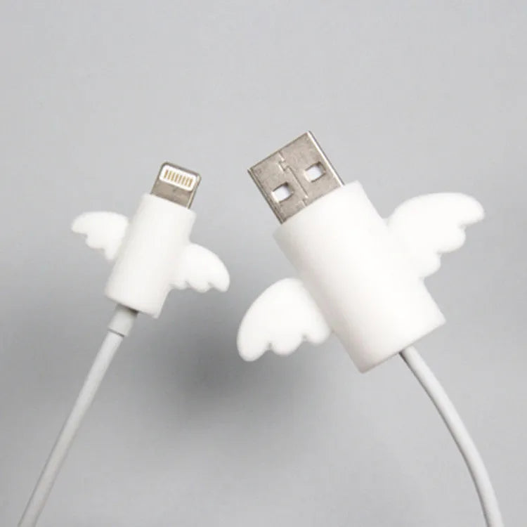 White and black silicone cable protective covers showing L and S sizes for mobile phone cables