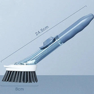 2-in-1 kitchen cleaning brush with removable head and long handle for efficient cleaning