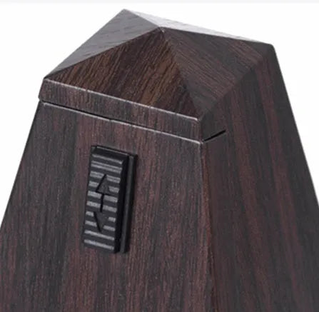 Tower metronome with PPS tempered plastic imitation wood grain body in mahogany colour