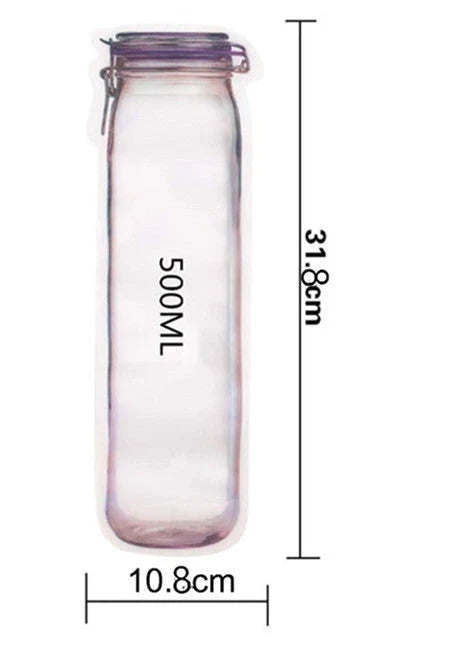 Reusable waterproof snack storage bag with zipper, 1L capacity