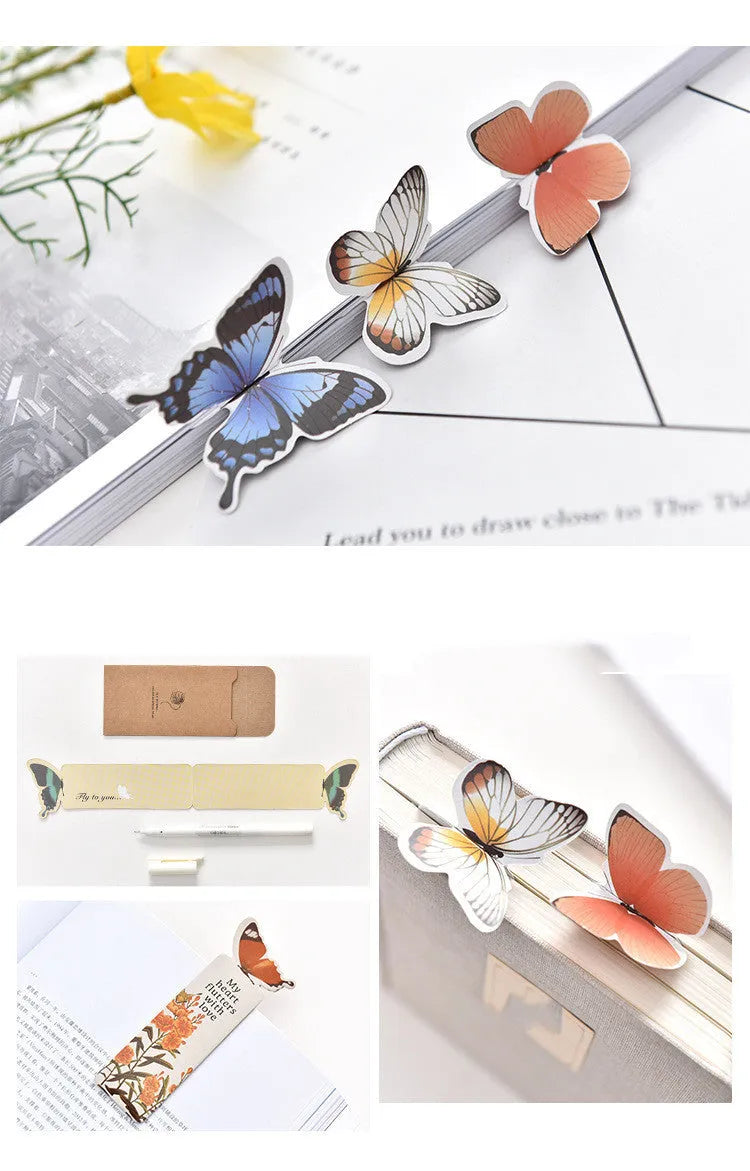 Butterfly paper bookmark with random colours measuring 13.5cm by 5.5cm