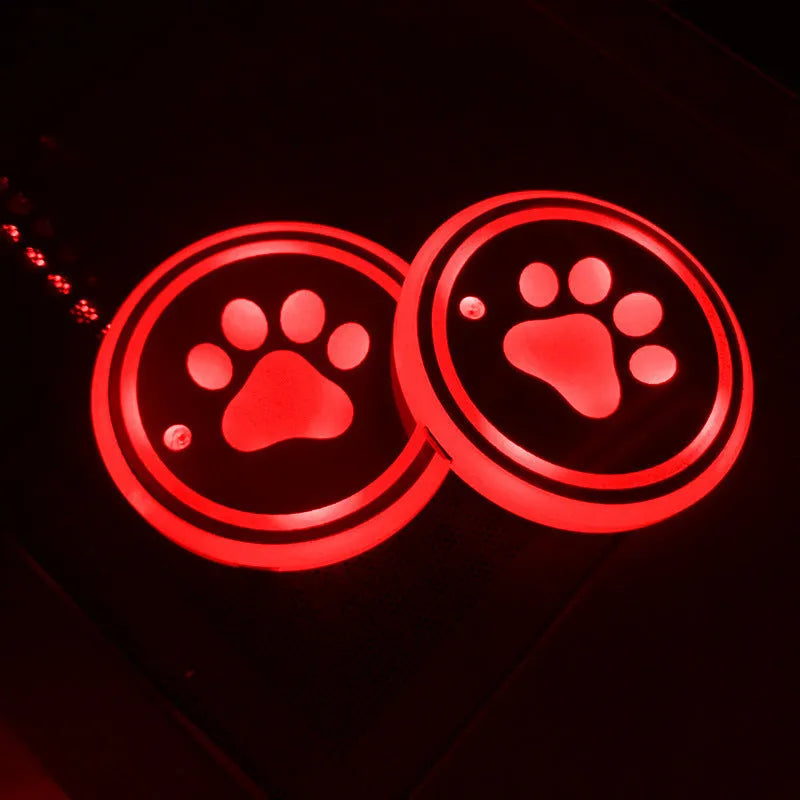 LED luminous acrylic water coaster 68mm diameter with five colour style options on a table
