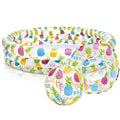 Inflatable round PVC children's pool 132cm with ocean balls and swimming ring, multi-colour design for toddlers 3-6