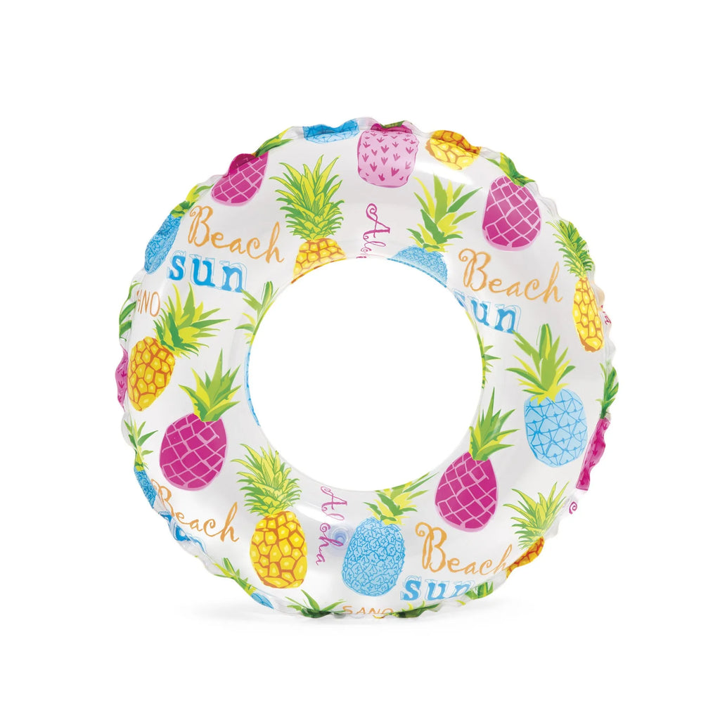 Inflatable round PVC children's pool 132cm with ocean balls and swimming ring, multi-colour design for toddlers 3-6