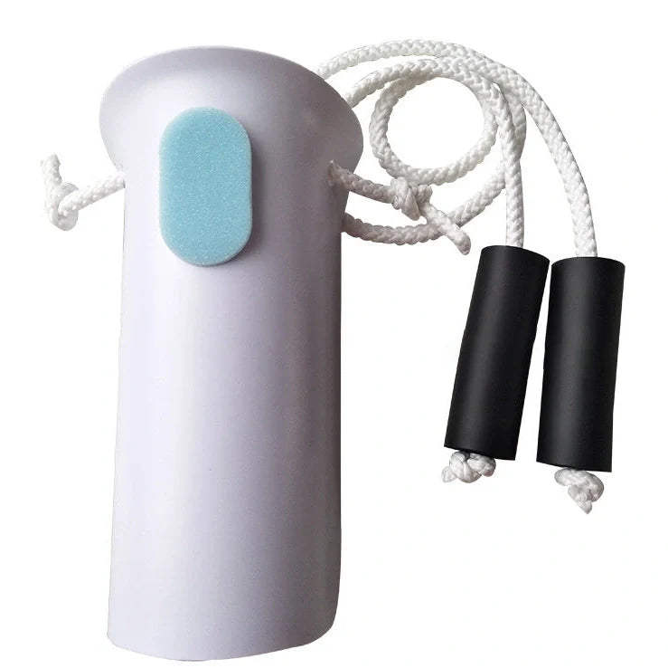 White plastic sock aid with black EVA handle for putting on socks without stretching