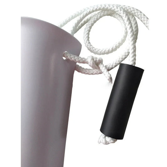 White plastic sock aid with black EVA handle for putting on socks without stretching