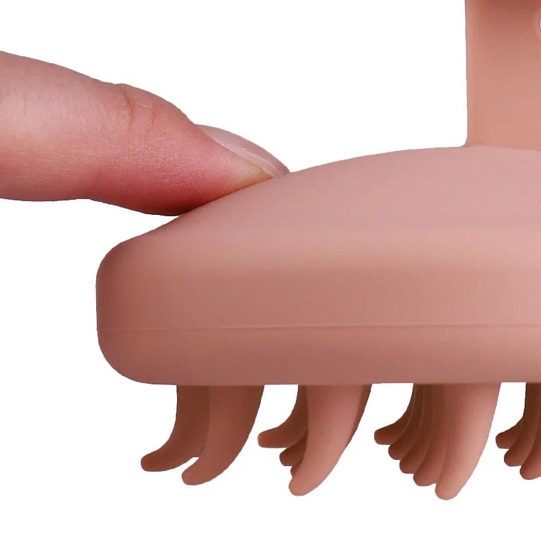 Shunfa Pure Silicone Scalp Massager Brush: 80mm wide comb with 108g weight for portable hair washing and gentle scalp stimulation using flexible silicone bristles