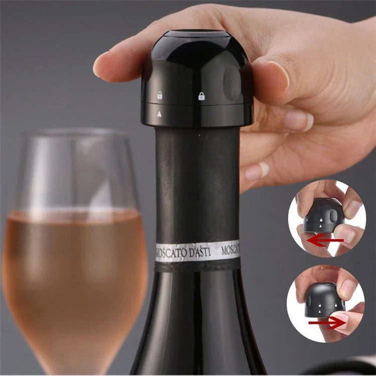 Premium silicone wine and champagne bottle stoppers with vacuum seal design to preserve freshness and carbonation