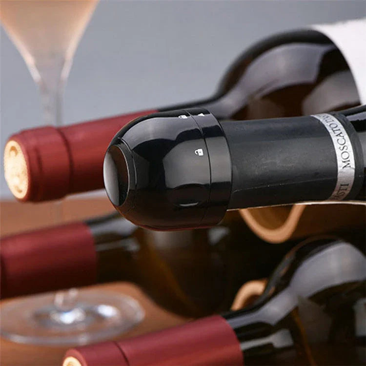 Premium silicone wine and champagne bottle stoppers with vacuum seal design to preserve freshness and carbonation