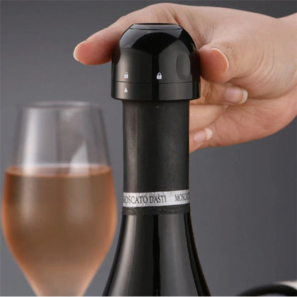 Premium silicone wine and champagne bottle stoppers with vacuum seal design to preserve freshness and carbonation