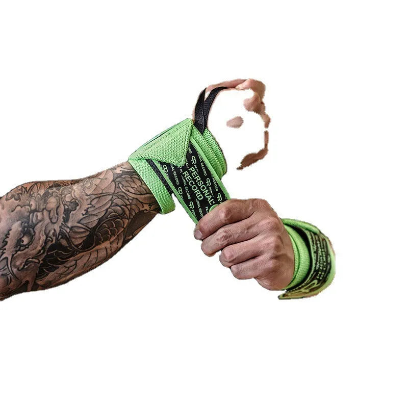 Fitness wristband pair in black non-woven fabric for bench press weightlifting wrist support 45cm length