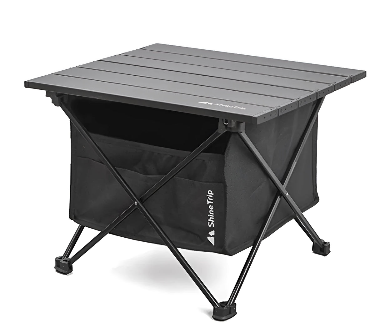 Folding table storage bag in waterproof Oxford fabric with front pocket, available in two sizes for camping