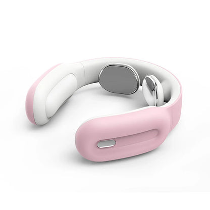 Smart Shoulder and Neck Massager with hot compression feature in pink, blue, and white