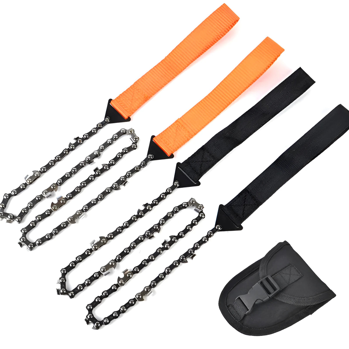 Manganese steel manual wire saw with black portable handle on natural ground