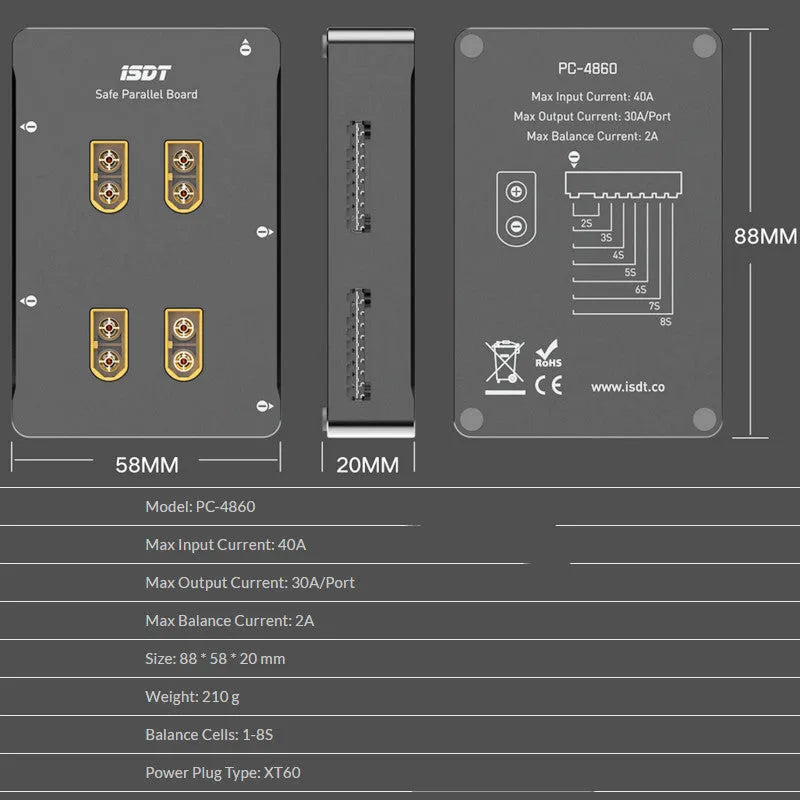 Grey parallel charging board accessory for Astor model aircraft batteries