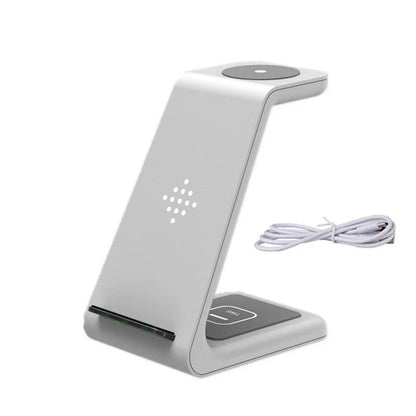 3-in-1 wireless charging stand for iPhone12, iWatch6, and AirPods in black and white