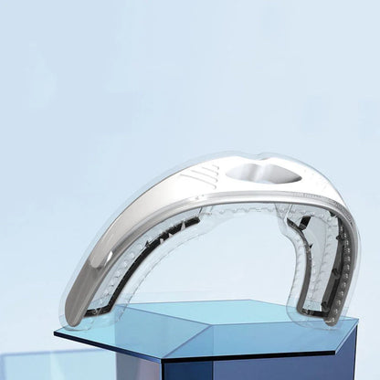 Food-grade silicone anti-snoring device in white and black, with storage box