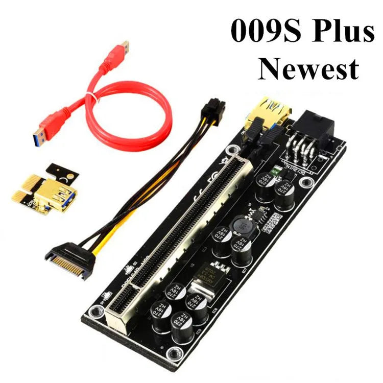 PCI-E X16 GPU riser card with 60cm USB 3.0 cable and tinned copper wire in black