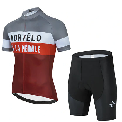 Summer cycling jersey and shorts set in moisture-wicking fabric with size range XS to 4XL