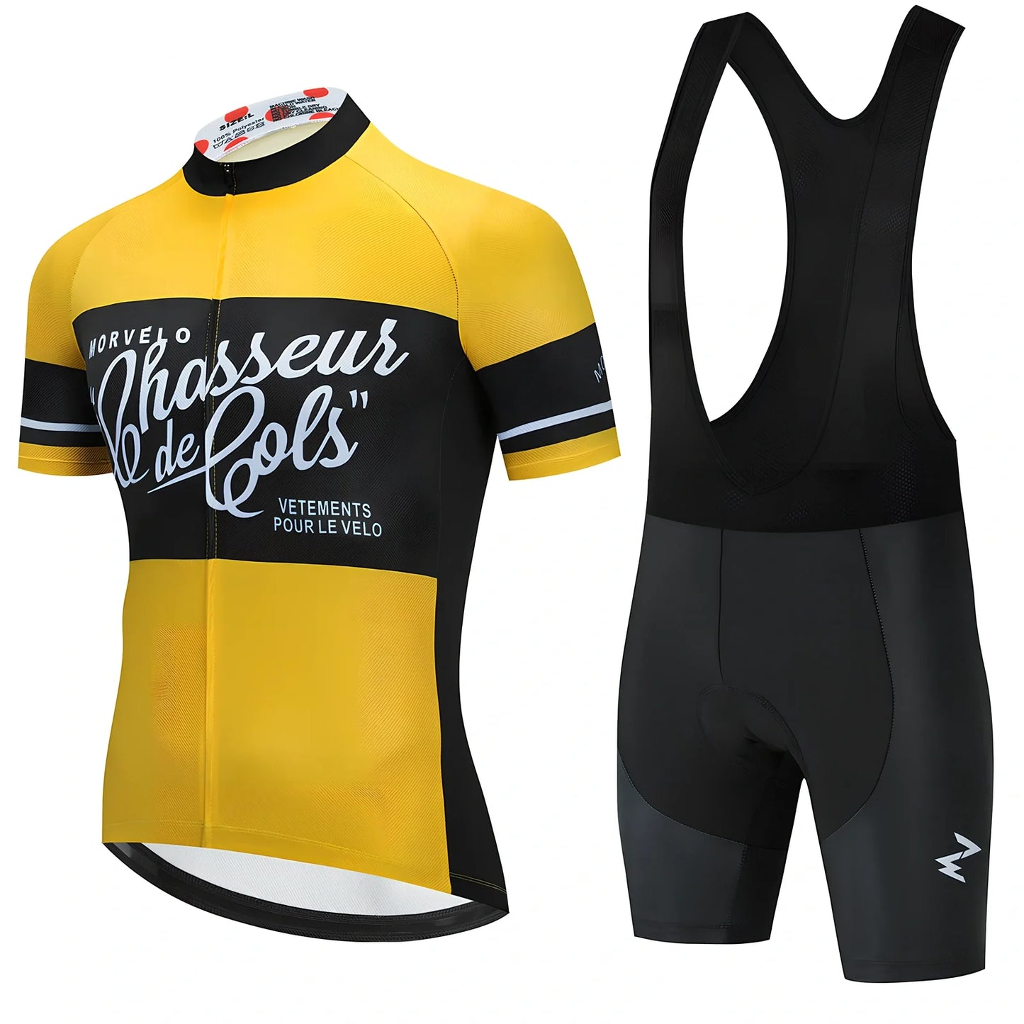 Summer cycling jersey and shorts set in moisture-wicking fabric with size range XS to 4XL