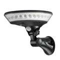 White ABS plastic solar-powered garden light with 360-degree LED illumination panel.