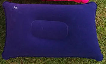 Wholesale outdoor PVC inflatable pillow with thick flocking in rectangular shape 38x24cm for camping travel, shown in grey