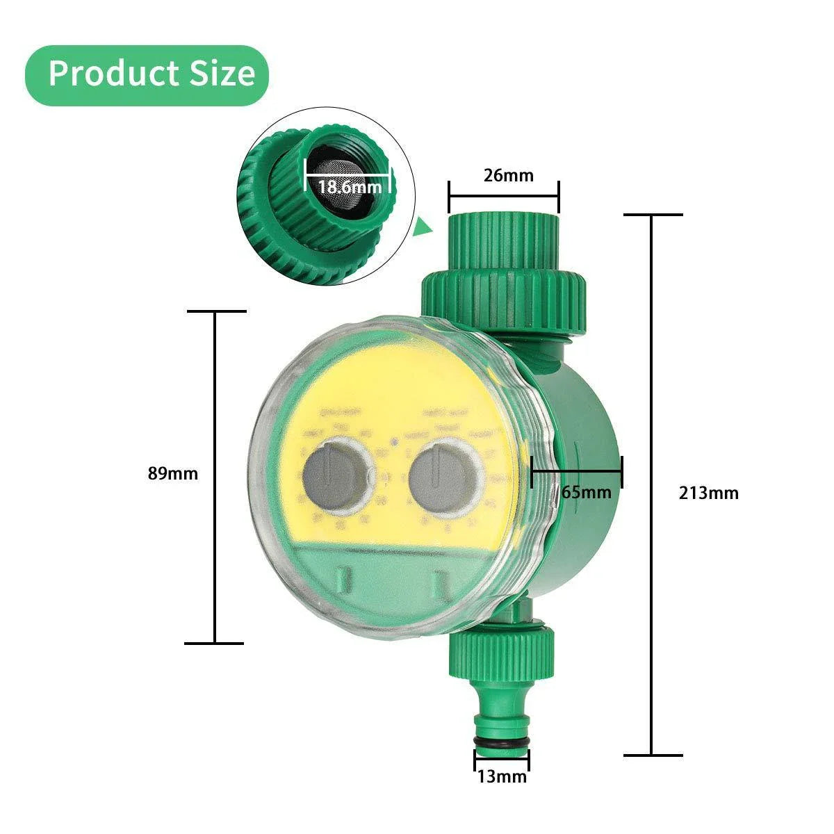 Programmable garden watering timer with LCD display, automatic irrigation control, and durable ABS construction