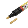 Transoceanic car touch-up pen with clear coat repair resin in aluminum tube, on surface