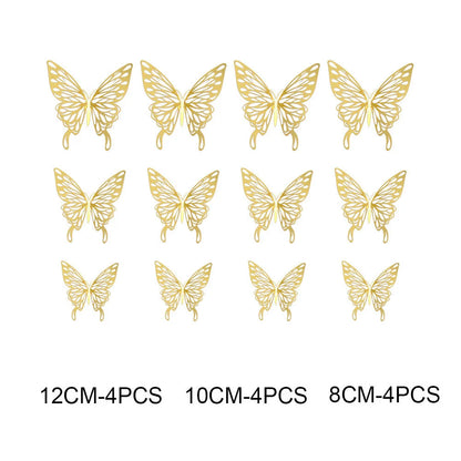 3D hollow butterflies mirror wall stickers in vibrant colours for home decor