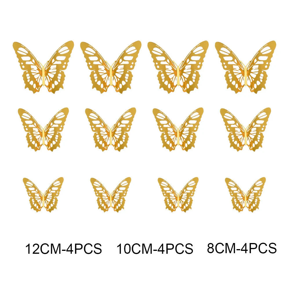 3D hollow butterflies mirror wall stickers in vibrant colours for home decor