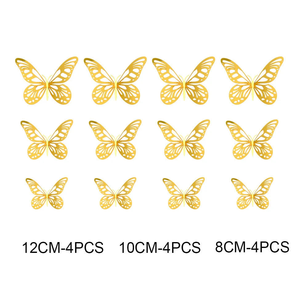 3D hollow butterflies mirror wall stickers in vibrant colours for home decor