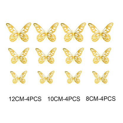 3D hollow butterflies mirror wall stickers in vibrant colours for home decor