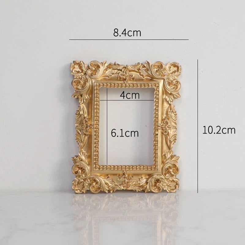 Golden retro photo frame for jewelry and art display, Nordic-style design