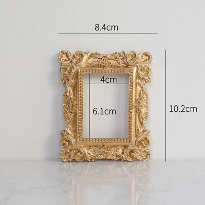 Golden retro photo frame for jewelry and art display, Nordic-style design