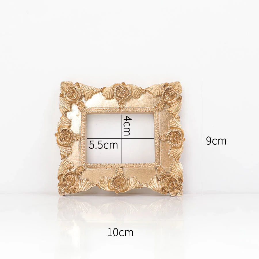 Golden retro photo frame for jewelry and art display, Nordic-style design