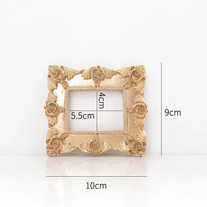 Golden retro photo frame for jewelry and art display, Nordic-style design