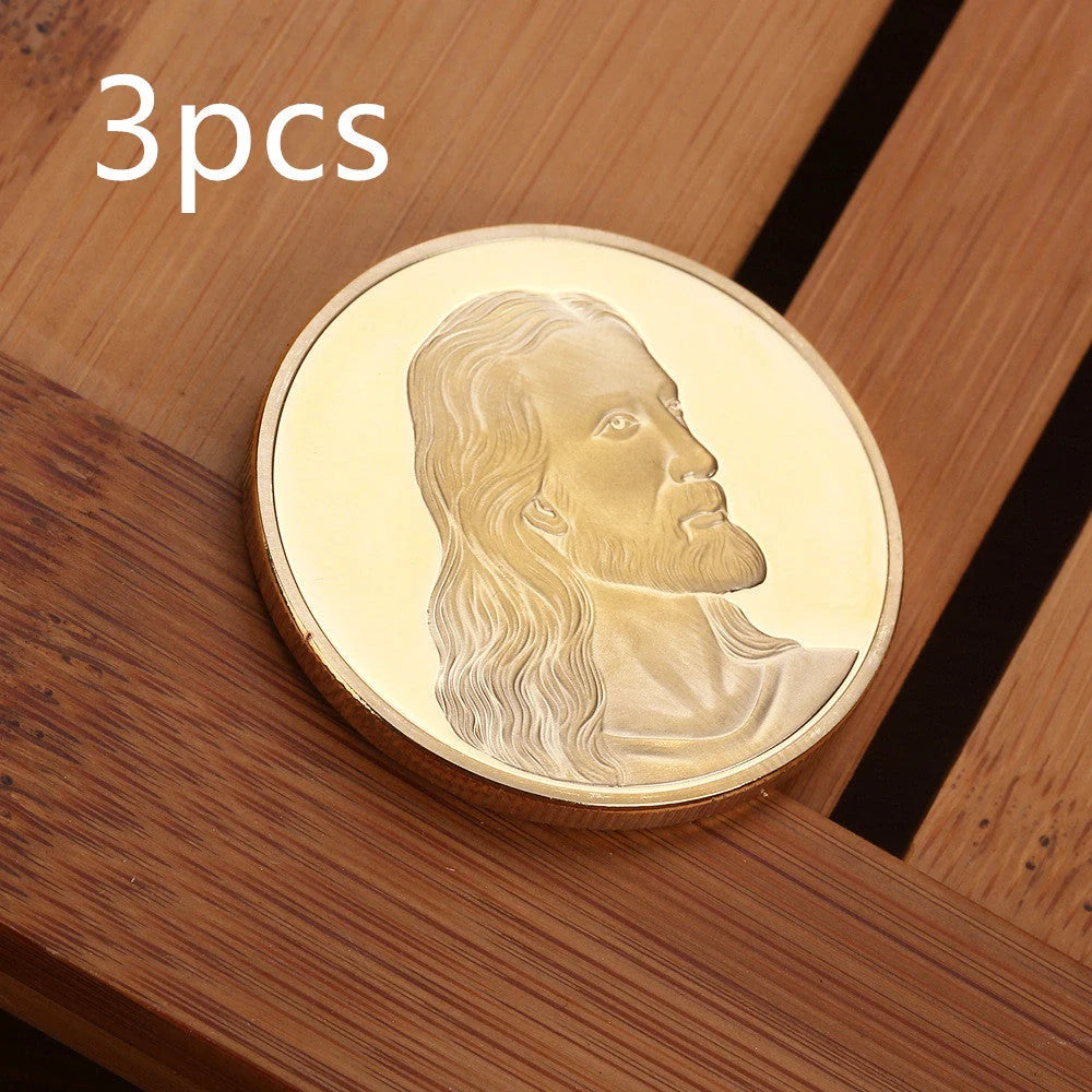 Jesus Commemorative Coin in gold and silver, 40mm diameter, 3mm thickness