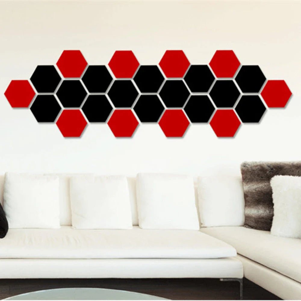 Stylish Hexagonal Mirror Wall Art in Silver, Gold, and Blue Tones for Modern Kiwi Decor