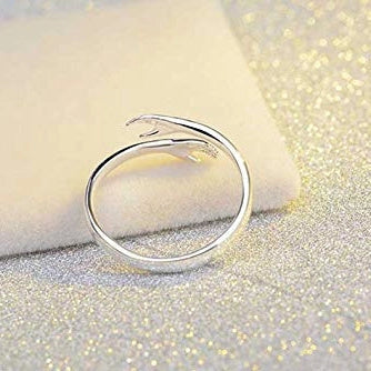 Adjustable Alloy Hands Hug Ring in silver and gold with geometry design