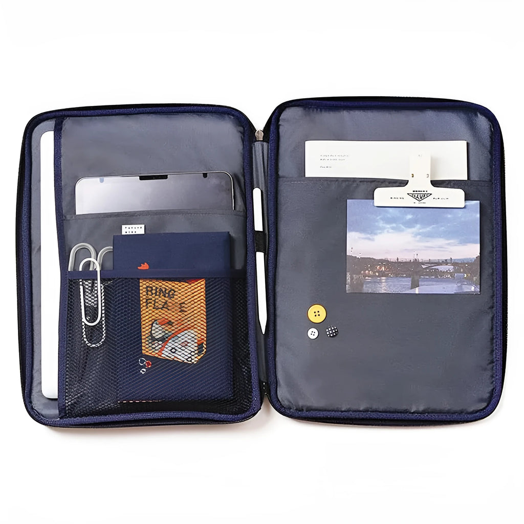 Pearl-material liner bag with Korean embroidery toast design for 11 inch or 13 inch devices, Royal Blue and Yellow available