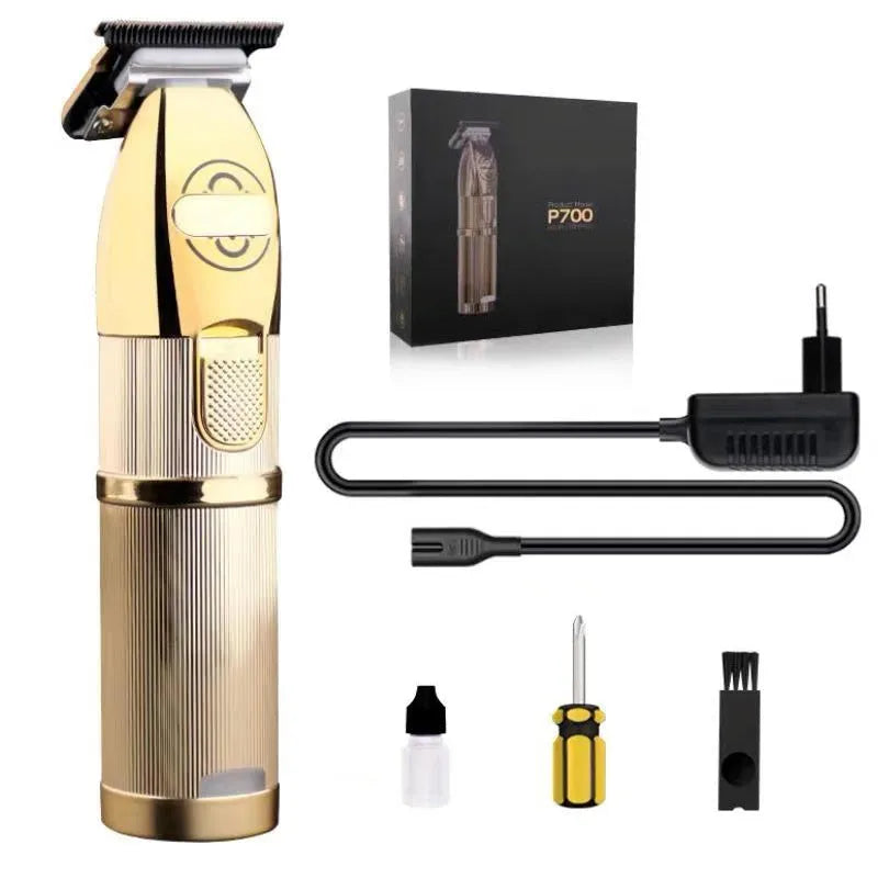Gold cordless hair clipper with 25W motor and dual charging capability