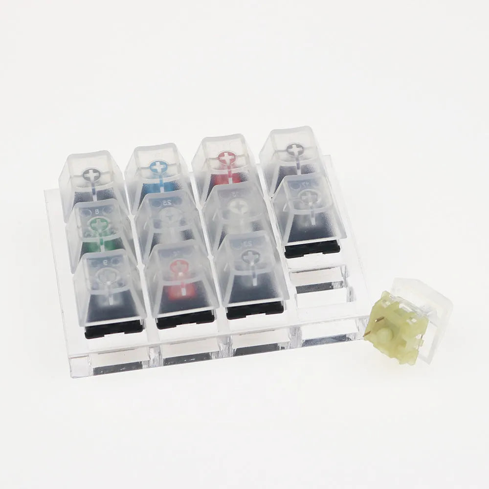 CHERRY twelve-axis mechanical keyboard switch tester with twelve different Cherry MX switches in white housing