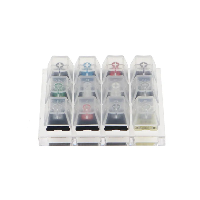 CHERRY twelve-axis mechanical keyboard switch tester with twelve different Cherry MX switches in white housing