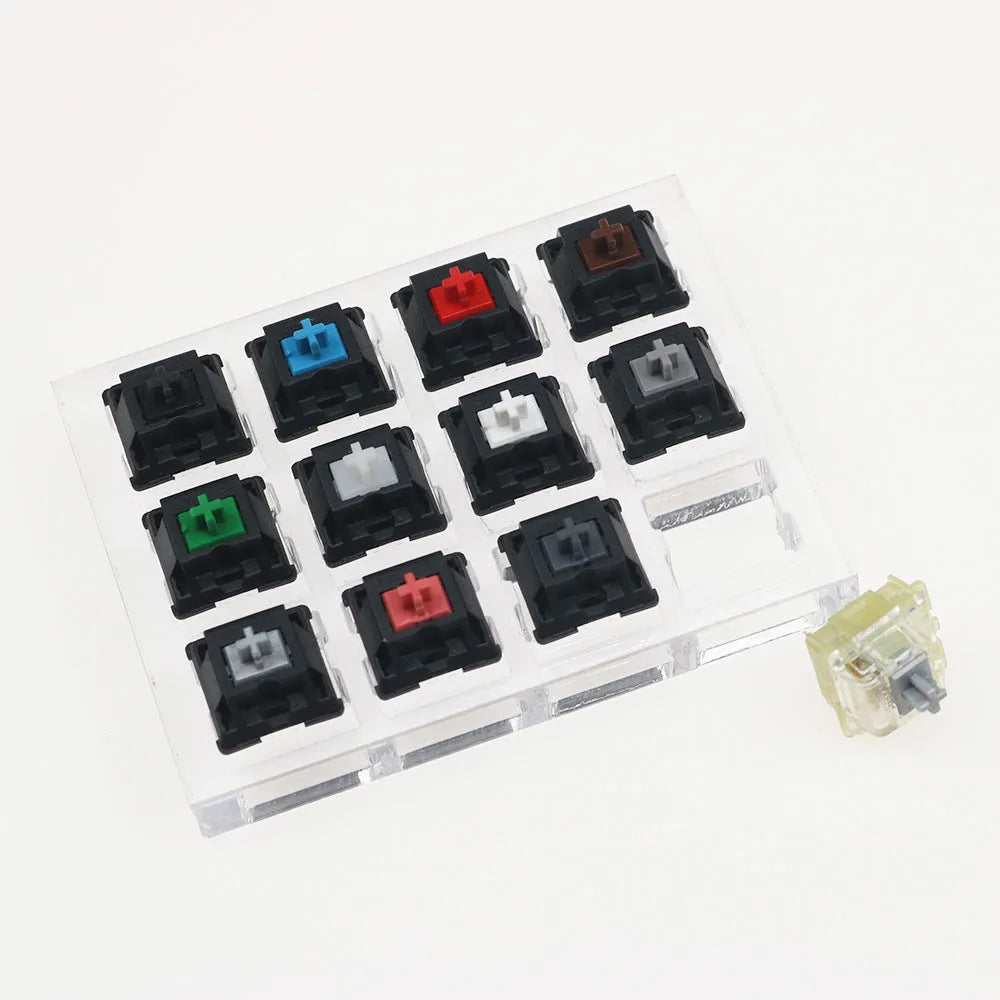 CHERRY twelve-axis mechanical keyboard switch tester with twelve different Cherry MX switches in white housing